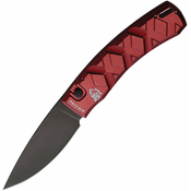 Piranha Knives Auto X Button Lock Red