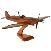 Casa Padrino luxury decorative fighter plane Supermarine Spitfire brown/black 40 x 36 x H. 20 cm - Wooden plane with stand - Propeller plane - Model plane - Desk decoration - Decorative accessories
