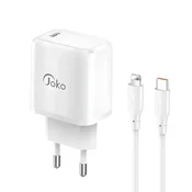 Konfulon Kucni punjac JK91+DC66 PD20W sa PD kablom Type C na iPhone lightning, Beli