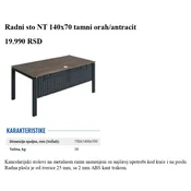 Radni sto NT 140x70 tamni orah/antracit