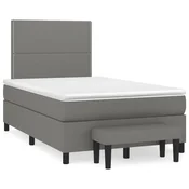Vidaxl Box spring postelja z vzmetnico temno siva 120x200 cm blago