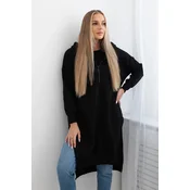 Insulated sweatshirt with slits on the sides black