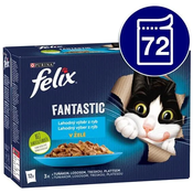 Felix hrana za mačke Fantastic s piletinom, govedinom, zecom, janjetinom u želeu, 72 x 85 g