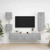 5-dijelni set TV ormarica siva boja betona konstruirano drvo