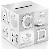 shumee Hranilnik za otroka, srebrn, eleganten, za darilo, ABC kocka | Velikost: 81x83x77 mm | Šifra: ZVA6016260