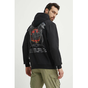 Bombažen pulover adidas Originals moški, črna barva, s kapuco, IS0203