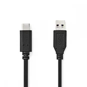 Nedis USB kabel | USB 3.2 Gen 2 | USB-A moški | USB-C moški | 60 W | 10 Gbps | Ponikljano | 1,00 m | Okrogla | PVC | Črna | Oznaka