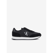 Black womens sneakers with suede details Calvin Klein Retro Runner Low Lace