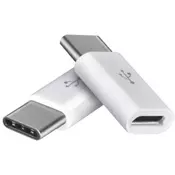 Adapter micro USB-B/USB-C, 2.0, bela, 2 kos