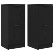 vidaXL vidaXL Straniški omarici 2 kosa v črnem hrastu, 30x30x70 cm, narejeno iz inženirskega lesa, (22046435)