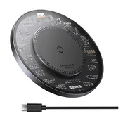 BASEUS SIMPLE 2 stolni punjac 15W, MagSafe + Type-C kabel za napajanje, CRNA CCJJ050001