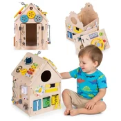 Ecotoys Lesena hišica za otroke, izobraževalna tabla XXL, 30 elementov