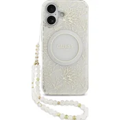Guess IML Flowers Allover Strap MagSafe Zadní Kryt pro iPhone 17 White