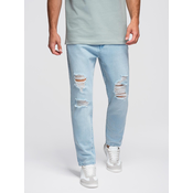 Ombre Mens denim joggers with asymmetrical stitching - blue