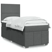 vidaXL Box spring postelja z vzmetnico temno siva 100x200 cm blago