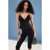 Trendyol Black 3D Rose Detailed Bustier