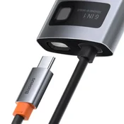 Hub 6in1 Baseus Metal Gleam Series, USB-C to 3x USB 3.0 + HDMI + USB-C PD + Ethernet RJ45 (6953156204645)