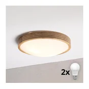Brilagi - LED stropna svetilka CARVALHO MODERN SLIM 2x E27/max. 60 W/230 V, premer 37,5 cm, hrast