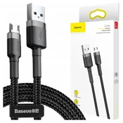 shumee Vzdržljiv gibljiv kabel USB microUSB kabel 1,5A 2M črno-siv