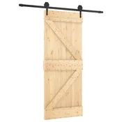 Vidaxl Drsna vrata Naravna in črna 85 x 210 cm Masiven borov les