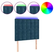 Vidaxl LED posteljno vzglavje temno modro 100x5x118/128 cm žamet