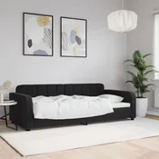 shumee vidaXL Kavč z ležiščem črne barve 90x200 cm oblazinjen z žametom