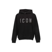 Črna pulover s kapuco ICON