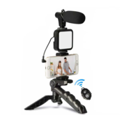 Stativ tripod za mobilni sa blicem i mikrofonom AY-49 crni