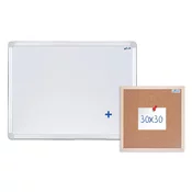 Magnetna tabla AVELI 60x45 cm, aluminijast okvir plutovinasta tabla 30x30 cm
