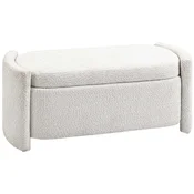 HOMCOM HOMCOM sedežna klop s shrambo poliester, evkaliptus les 105D x 44Š x 45,5V cm Krem bel, (5000242507)