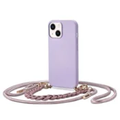 Liquid silikonski ovitek za iPhone 14 6.1 - vijola z vrvico in zapestnico