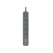 TRACER Produzni kabl 1.5m 4 uticnice sa 3 USB porta sa prenaponskom zastitom i prekidacem grafit TRALIS47026