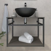Kupaonski element viseci Concepto+ Smooth Steel New 62, smedi, s 2 ploce