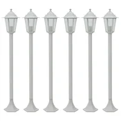 Vidaxl Vrtne ulične svetilke 6 kosov E27 110 cm aluminij bele