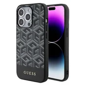 Guess GUESS ovitek za iPhone 15 Pro, združljiv z MagSafe GUHMP15LHGCFSEK (CUBE Stripes) črn