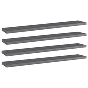 Police za knjige 4 kom visoki sjaj sive 60x10x1,5 cm od iverice
