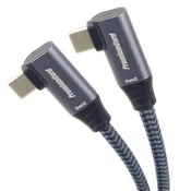 PremiumCord USB-C 2x ukrivljen kabel, 2 m