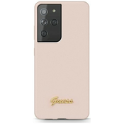 Guess GUHCS21LLSLMGLP S21 Ultra G998 pink hardcase Silicone Script Metal Logo (GUHCS21LLSLMGLP)