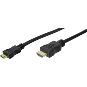 Digitus HDMI Priključni kabel [1x Muški konektor HDMI - 1x Muški konektor Mini HDMI tipa C] 3 m Crna