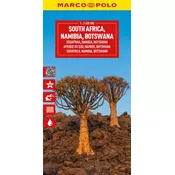 shumee Cestni zemljevid Južne Afrike, Namibije 1:2,4 milijona