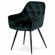 eoshop Jedilni stol, pokrov modro črna žametna tkanina, kovinski 4nohá podlaga, črni lak DCH-421 BK4