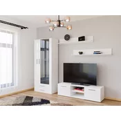 Set za dnevni boravak RBD6, Boja: Bijela + Sjajni bijeli, LED rasvjeta: Plava