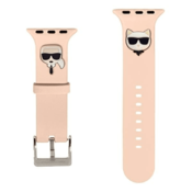 Karl Lagerfeld silikonski pašček za uro za Apple Watch 42/44/45 mm - Heads - roza - KLAWLSLCKP