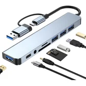 Linkom USB 3.0+TIP C na 4xUSB 3.0+TIP C+SD/micro sd+ Audio metal