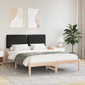 vidaXL Posteljni okvir z oblazinjenim vzglavjem Črna 140 x 200 cm