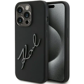 Originalni ovitek KARL LAGERFELD Hardcase za iPhone 15 Pro Max (silikonski Karl Script Logo / črna)