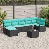 vidaXL vidaXL Kavčna garnitura z blazino 8 pcs Črna poli ratan, (5000154381)
