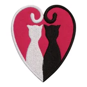 shumee Našitek ČRNE mačke, BELE mačke z REPKI, KI tvorijo SRCE - Podloga za likanje/toplotno varjenje - Vezeni našitek/značka/emblem