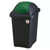 Stefanplast Plastični koš za smeti MULTIPAT 30 l, pravokoten, črn z zelenim pokrovom