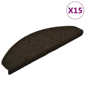 Vidaxl Preproge za stopnice, samolepilne, 15 kosov, 65 x 21 x 4 cm, temno rjave, polkrožne, velike